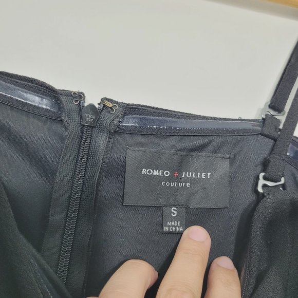 Romeo & Juliet Couture Dressy Romper One Piece Jumper Black Sweetheart Neck S - Picture 6 of 14